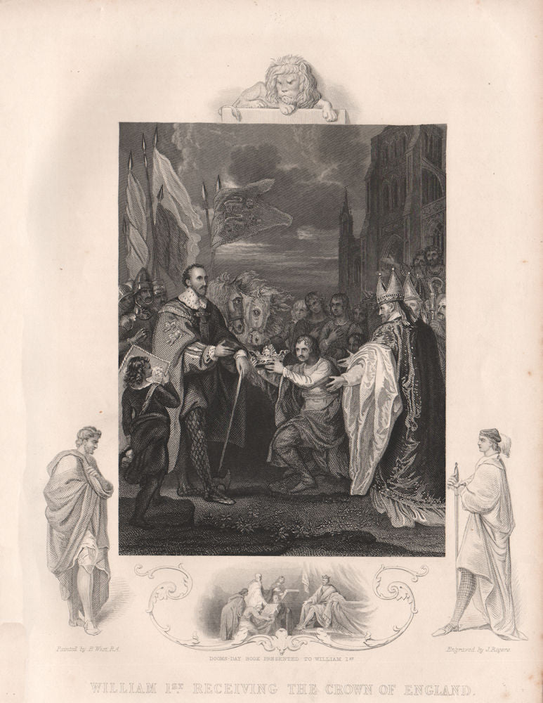NORMAN CONQUEST. William the Conqueror crowned King of England. Domesday bk 1853